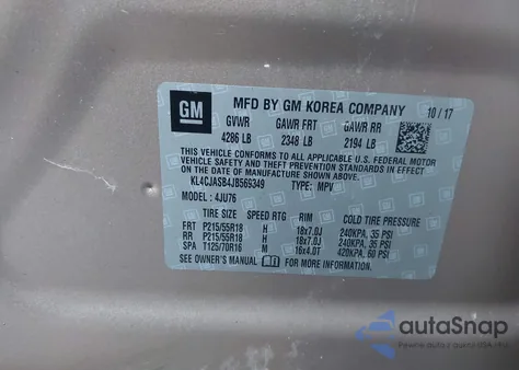 2018 Buick Encore Preferred from USA, damaged, VIN KL4CJASB4JB569349